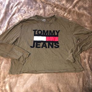 NEW Tommy Jeans Army Green Longsleeve Crop Top
